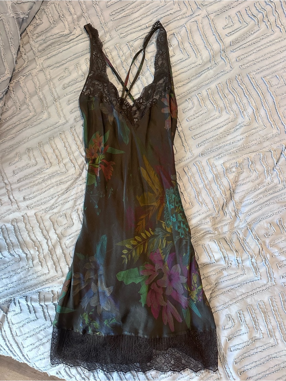 intimissimi Black Floral Lace-Trim Slip Dress purchased in Spain, worn once - Picture 3 of 9